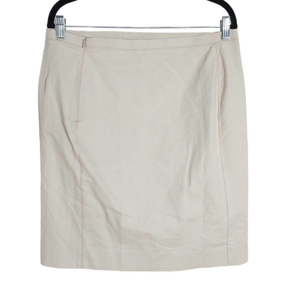 Carlisle Womens Skirt Beige Houndstooth Cut Out Embroidered Pencil Mini Size 8 M - Picture 2 of 10